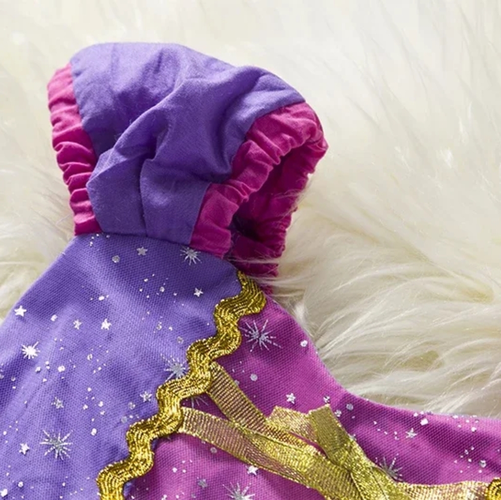 3T Rapunzel Tangled Costume Dress W/ Crown & Gloves Princess Dress Up Play Set - Picture 8 of 12